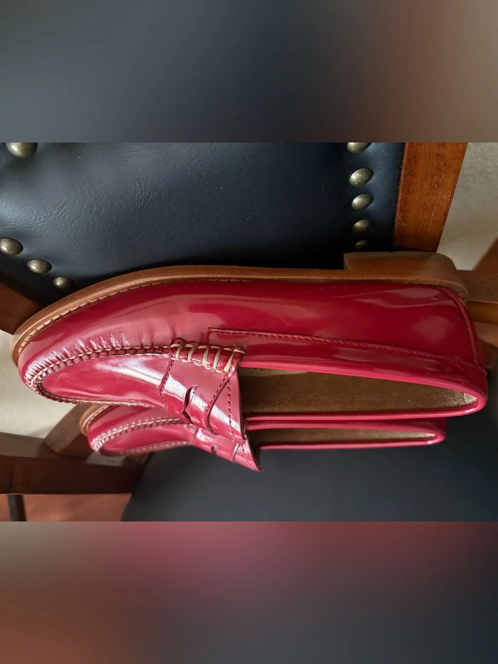 G.H. Bass & Co. VEEJuns Red Patent Leather Penny Loafers 6.5M